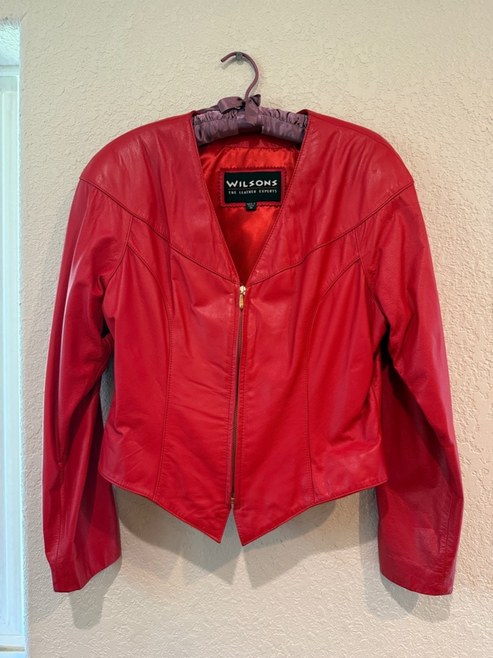 Wilson Bold Red Leather Zip-Front Women's Jacket
